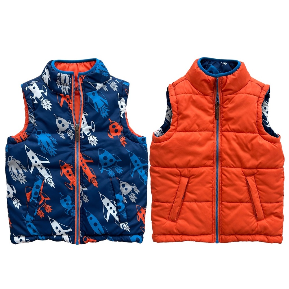 Hatley Puffer Vest Reversible Sleeveless Retro Rocket Ships (5)